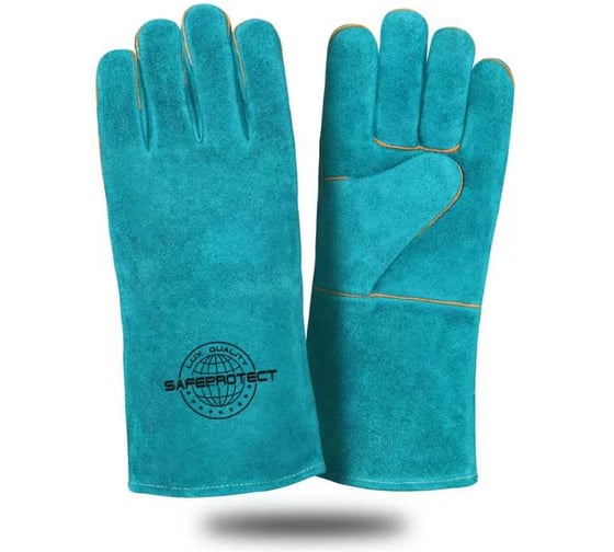 Изображение товара Краги спилковые утепленные Safeprotect КАМЧАТКА бирюзовые (меховые) р 10.5, 1 пара 144712