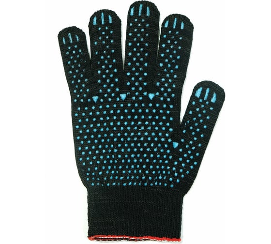 Изображение товара Перчатки АНТЕЙ ПЛЮС Стандарт, ПВХ-точка, 10 класс вязки, 116 текс 43-46г, черные, 250 пар, 009