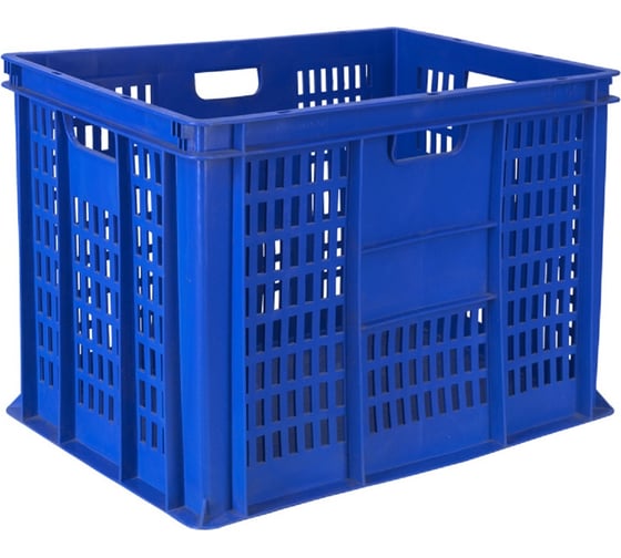 Изображение товара Ящик Тара.ру п/э 600х400х410 перфорированные стенки, сплошное дно, синий 06851