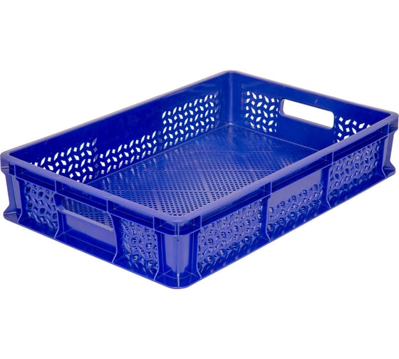 Изображение товара Ящик Тара.ру п/э 600х400х120 морозостойкий, перфорированный, с ручками, синий 16387