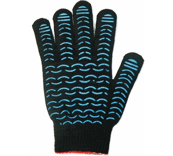 Изображение товара Двойные перчатки АНТЕЙ ПЛЮС Зима, ПВХ-волна, 10 класс вязки, 267 текс 94-97г, черные, 150 пар 048