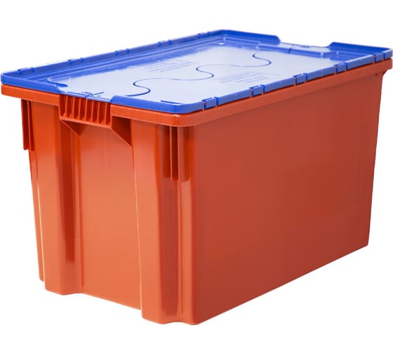 Изображение товара Ящик Тара.ру п/э 600х400х350 сплошной, с синей крышкой, Safe PRO, красный 18662