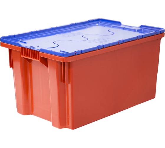 Изображение товара Ящик Тара.ру п/э 600х400х300 сплошной, с синей крышкой 18665