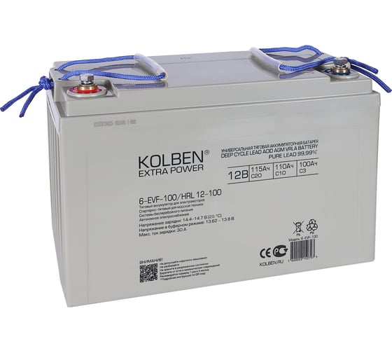 Изображение товара Аккумулятор тяговый KOLBEN 6-EVF-100 12В 105Ач C5 330x170x215 мм 6-EVF-100_HRL-12-100