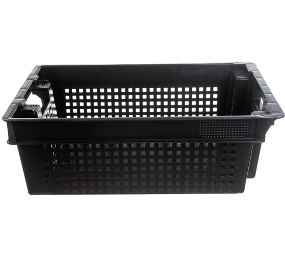 Изображение товара Ящик Тара.ру п/э 600х400х200 1,5кг, дно сплошное, стенки перфорированные 00346