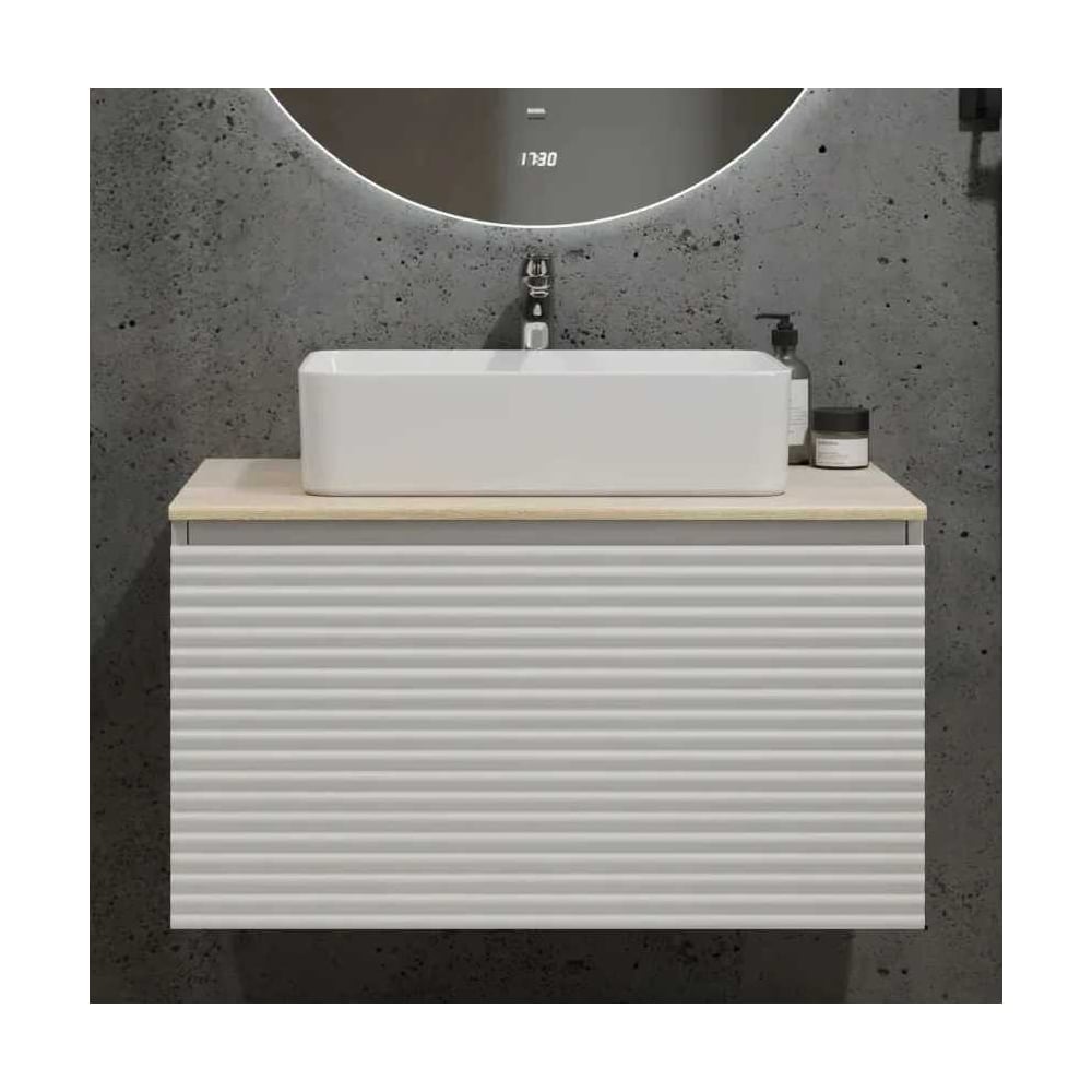 Изображение товара Тумба подвесная JORNO Cossety 80 белый с декором Дуб Мавелла Голд