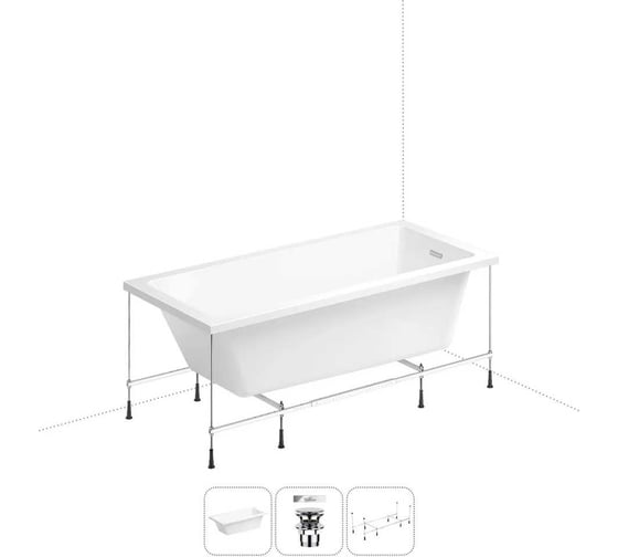 Изображение товара Акриловая ванна Wellsee 180х85 см FreeDom 2.0 в наборе 3 в 1 20212771R