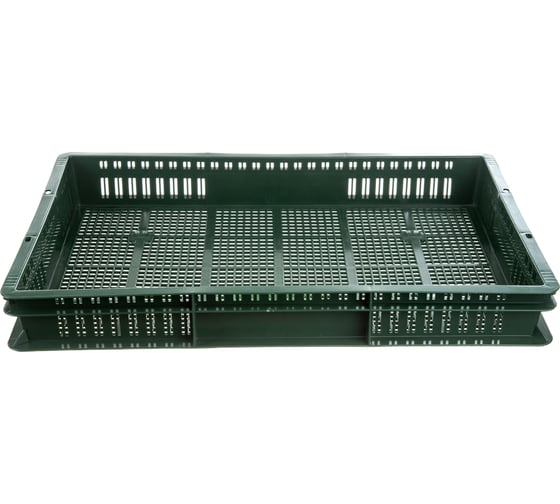 Изображение товара Ящик с перфорацией Тара.ру п/э 600х400х75  зелёный 06849