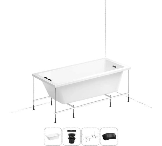 Изображение товара Акриловая ванна Wellsee 180х85 см FreeDom 2.0 в наборе 4 в 1 20212789R