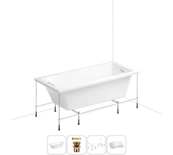 Изображение товара Акриловая ванна Wellsee 180х85 см FreeDom 2.0 в наборе 4 в 1 20212792R