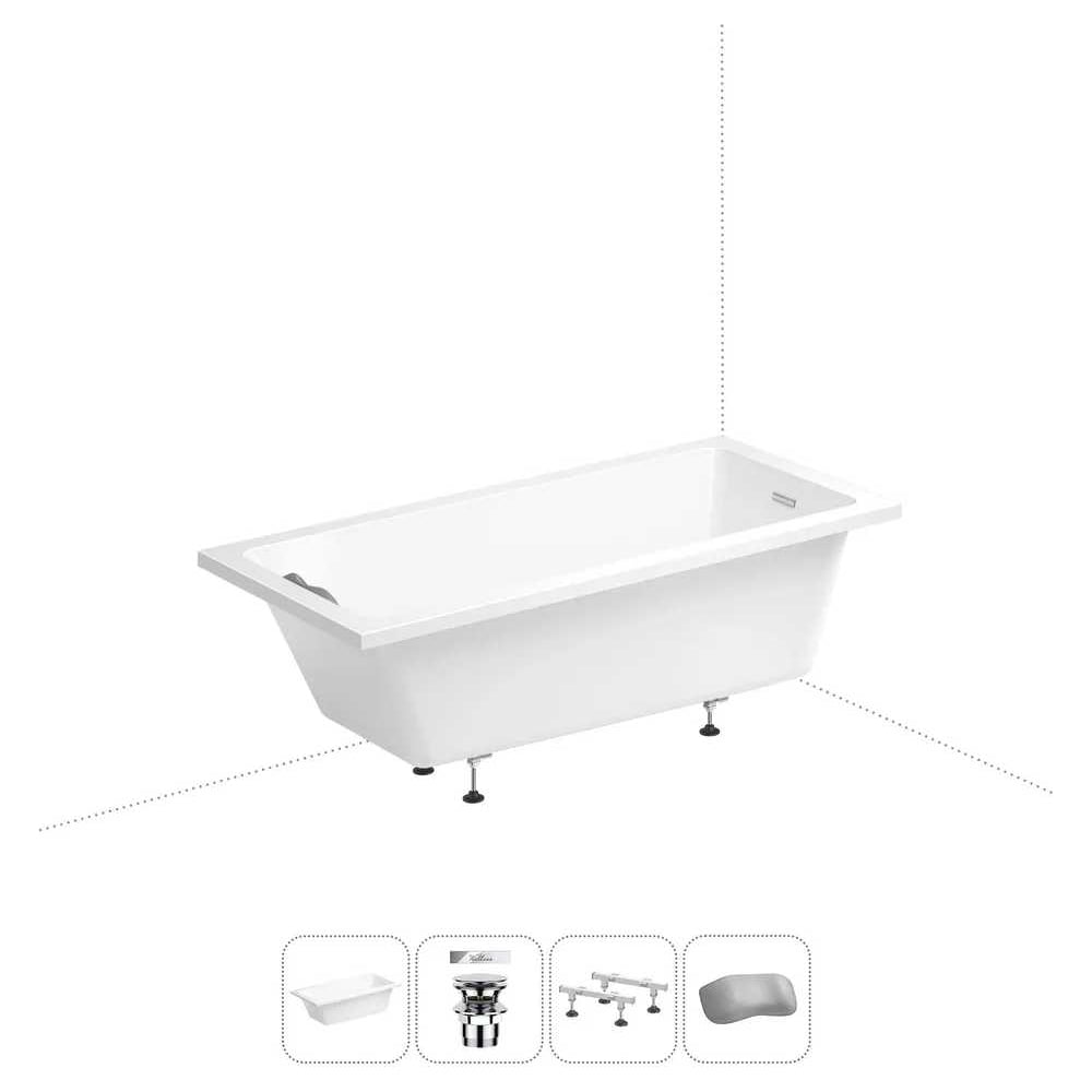 Изображение товара Акриловая ванна Wellsee FreeDom 2.0 180x85 см с экраном и подголовником