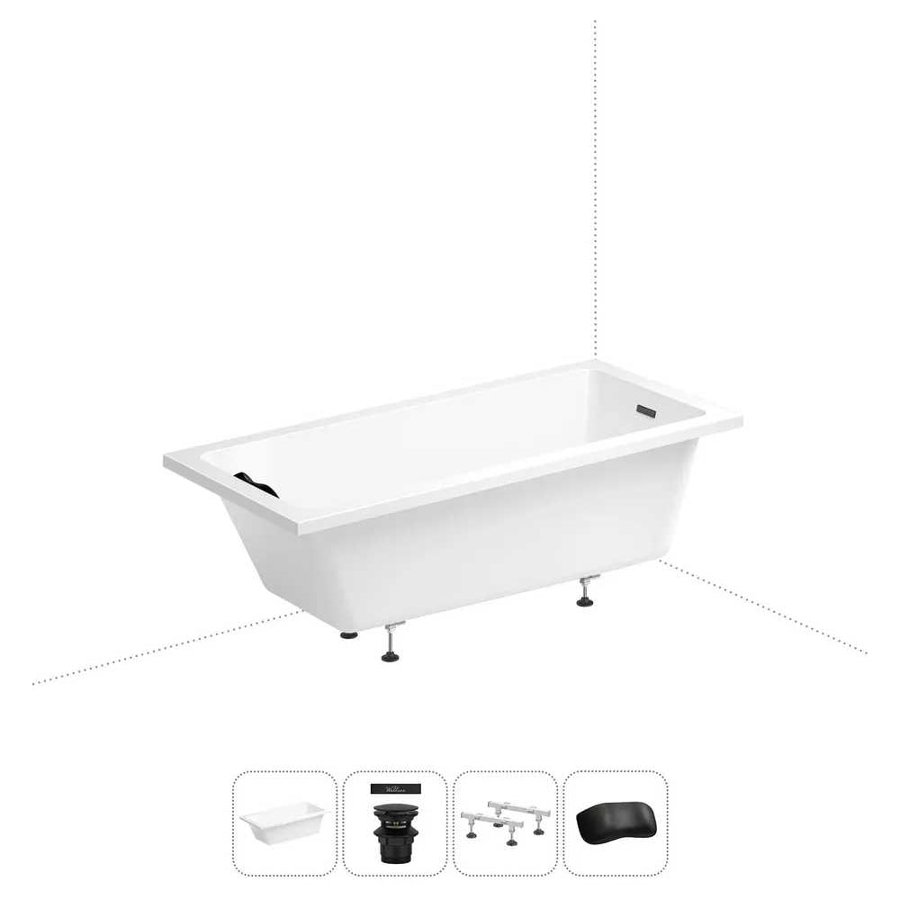 Изображение товара Акриловая ванна Wellsee FreeDom 2.0 180х85 см с установкой и подголовником