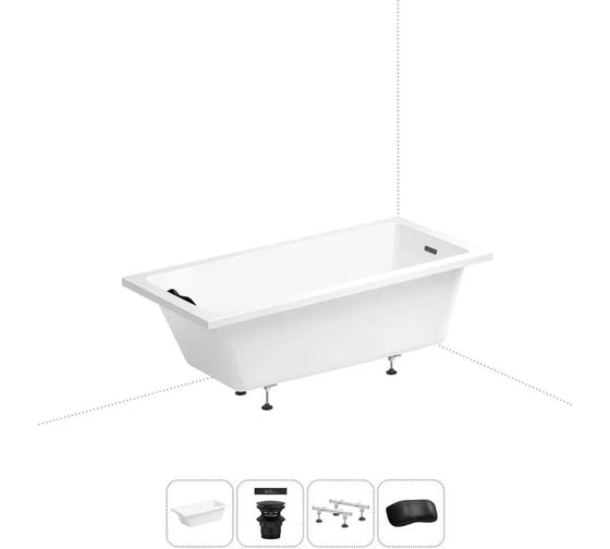 Изображение товара Акриловая ванна Wellsee 180х85 см FreeDom 2.0 в наборе 4 в 1 20212813R