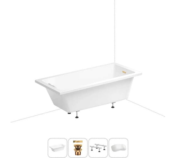 Изображение товара Акриловая ванна Wellsee 180х85 см FreeDom 2.0 в наборе 4 в 1 20212816R
