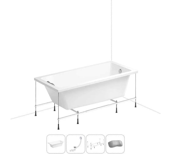 Изображение товара Акриловая ванна Wellsee 180х85 см FreeDom в наборе 4 в 1 20212747R