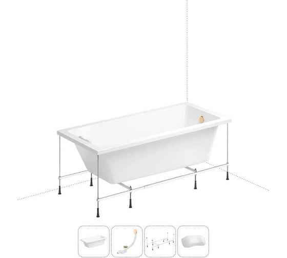 Изображение товара Акриловая ванна Wellsee 180х85 см FreeDom в наборе 4 в 1 20212756R