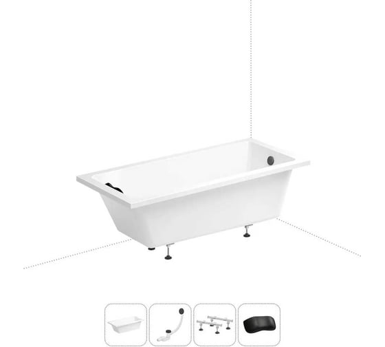Изображение товара Акриловая ванна Wellsee 180х85 см FreeDom в наборе 4 в 1 20212765R