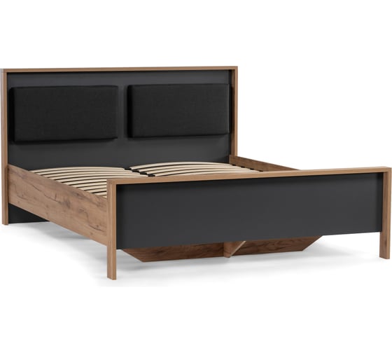 Изображение товара Двуспальная кровать Woodville Тхан 180х200 см, дуб крафт золотой/антрацит 533199