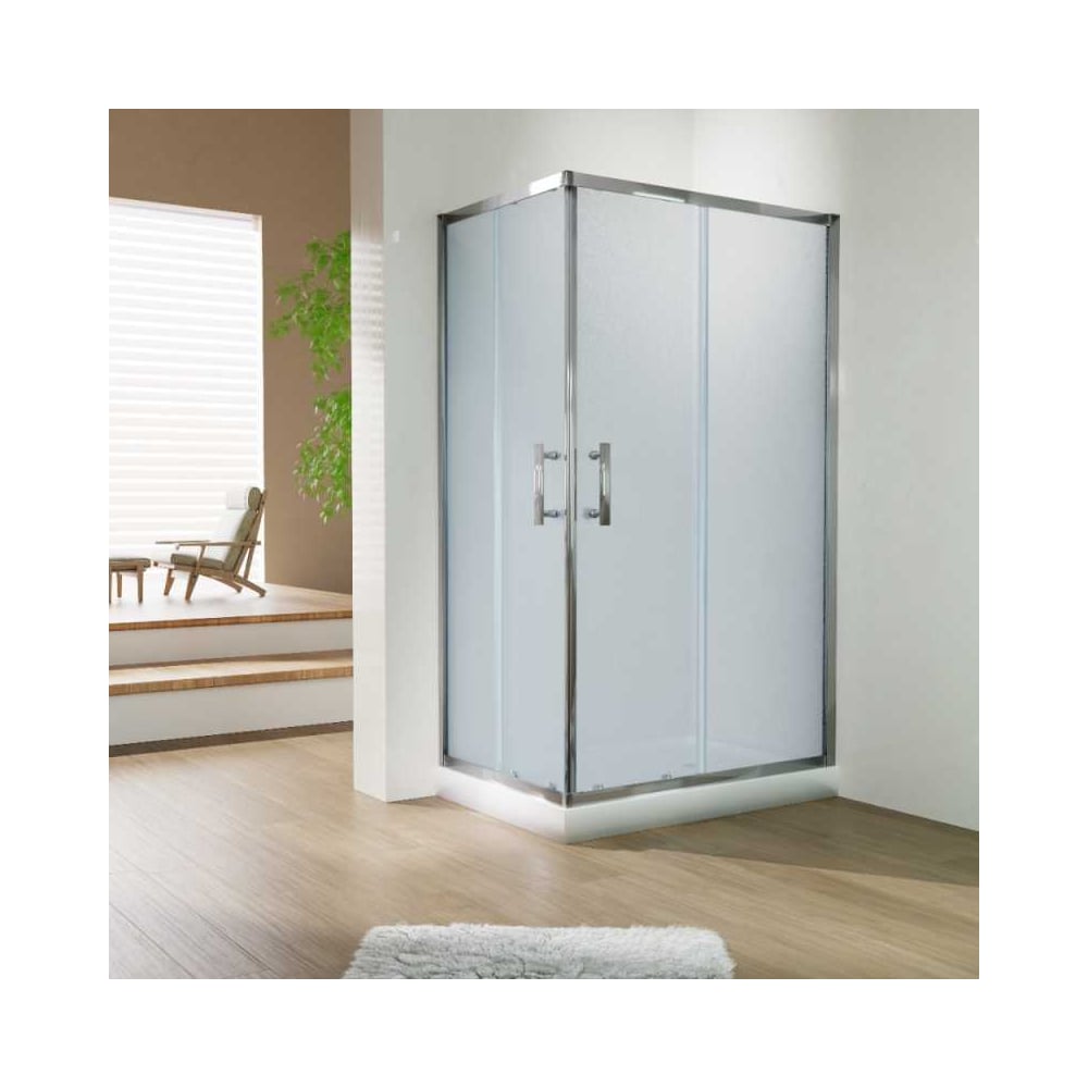 Изображение товара Угольок душевой ESR-8021C с раздвижными шторками и поддоном 1200х800 мм