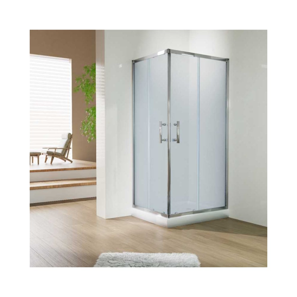Изображение товара Душевой уголок ESBANO ESR-8022C из закаленного стекла с раздвижной конструкцией 800x1000 мм