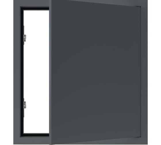 Изображение товара Люк металлический Хаммер 60x60 (ШхВ) см, нажимной, сталь, графит, петли на стороне 60 хн66граф