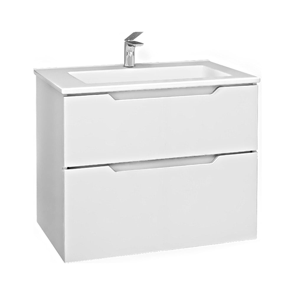 Изображение товара Белая подвесная тумба JORNO Slide 75 с двумя ящиками для ванной комнаты