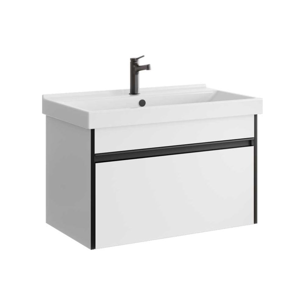 Изображение товара Подвесная тумба AQWELLA Urban 80 см белый глянец с ящиком современная мебель