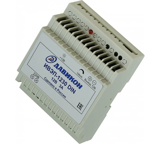 Изображение товара Бесперебойный блок питания с резервом ДАВИКОН ИВЭПР-1230DIN