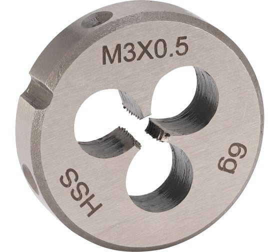 Изображение товара Плашка H-Tools М3, шаг 0.5 мм, DINEN22568, HSS, 6g, 20х5 мм 240030HT