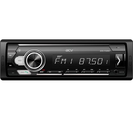 Изображение товара Автомагнитола ACV 1din, белая, Bluetooth/USB/AUX/SD/FM, 4х50 AVS-912BW
