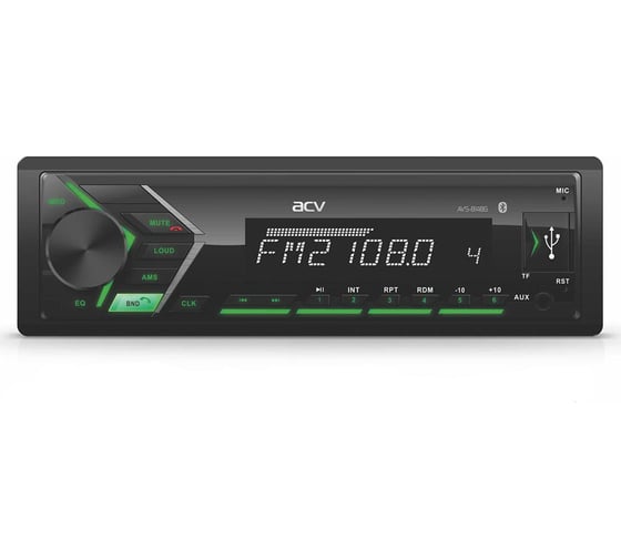 Изображение товара Автомагнитола ACV 1din, зеленая, Bluetooth/USB/AUX/SD/FM, 4х50 AVS-814BG