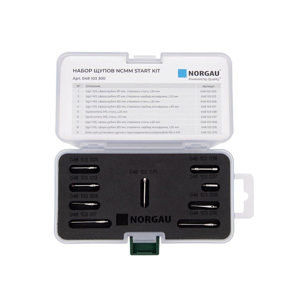 Изображение товара Набор щупов NORGAU 9 предметов для измерения резьбы М3 Start Kit