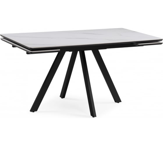 Изображение товара Керамический стол Woodville Вилли 140(200)х80 см, белый мрамор snow white/черный 612195