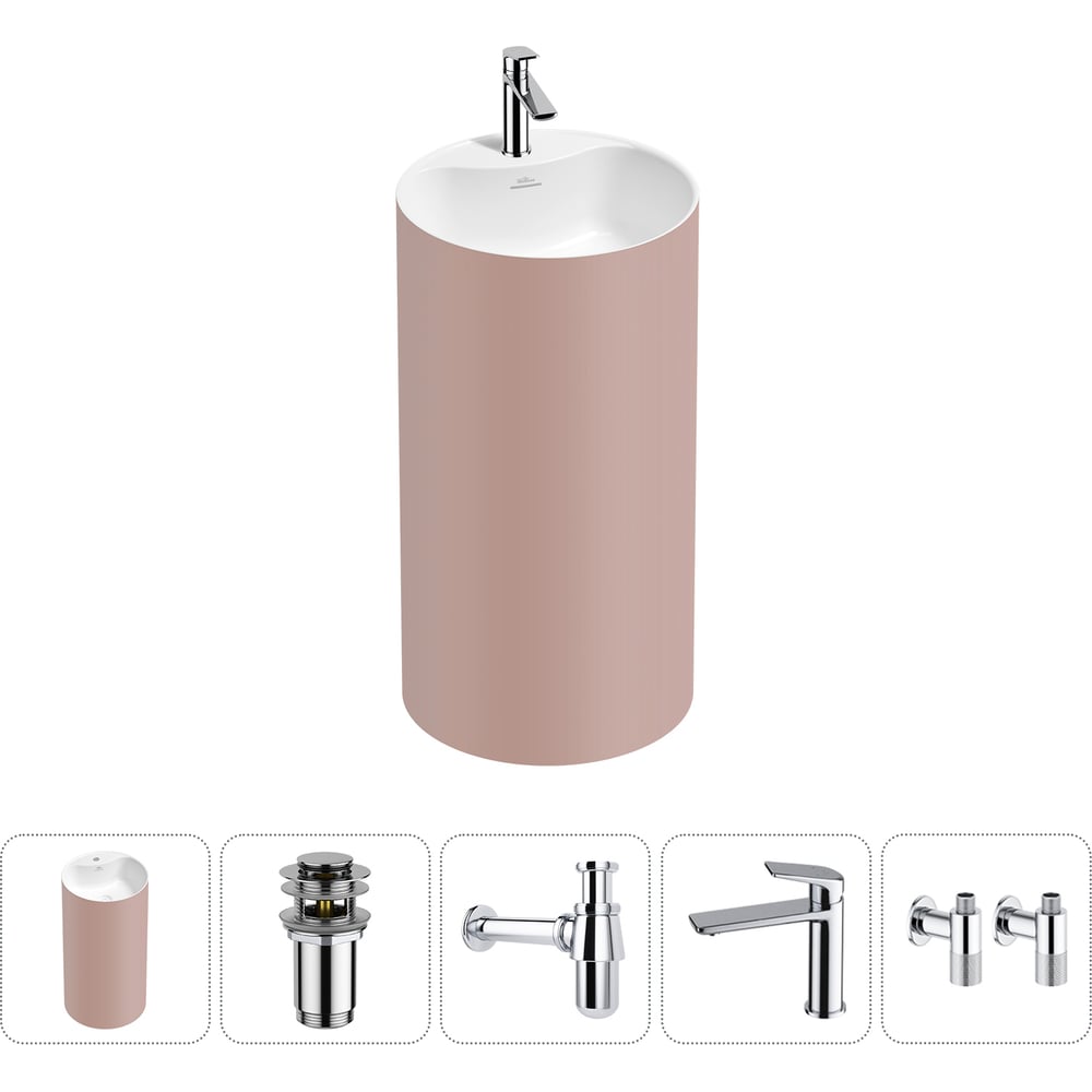 Изображение товара Напольная раковина Wellsee Chalice Perfection матовая светло-розовая