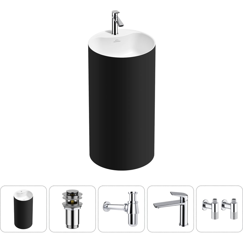 Изображение товара Напольная раковина из акрила Wellsee Chalice Perfection 5 в 1 для ванной