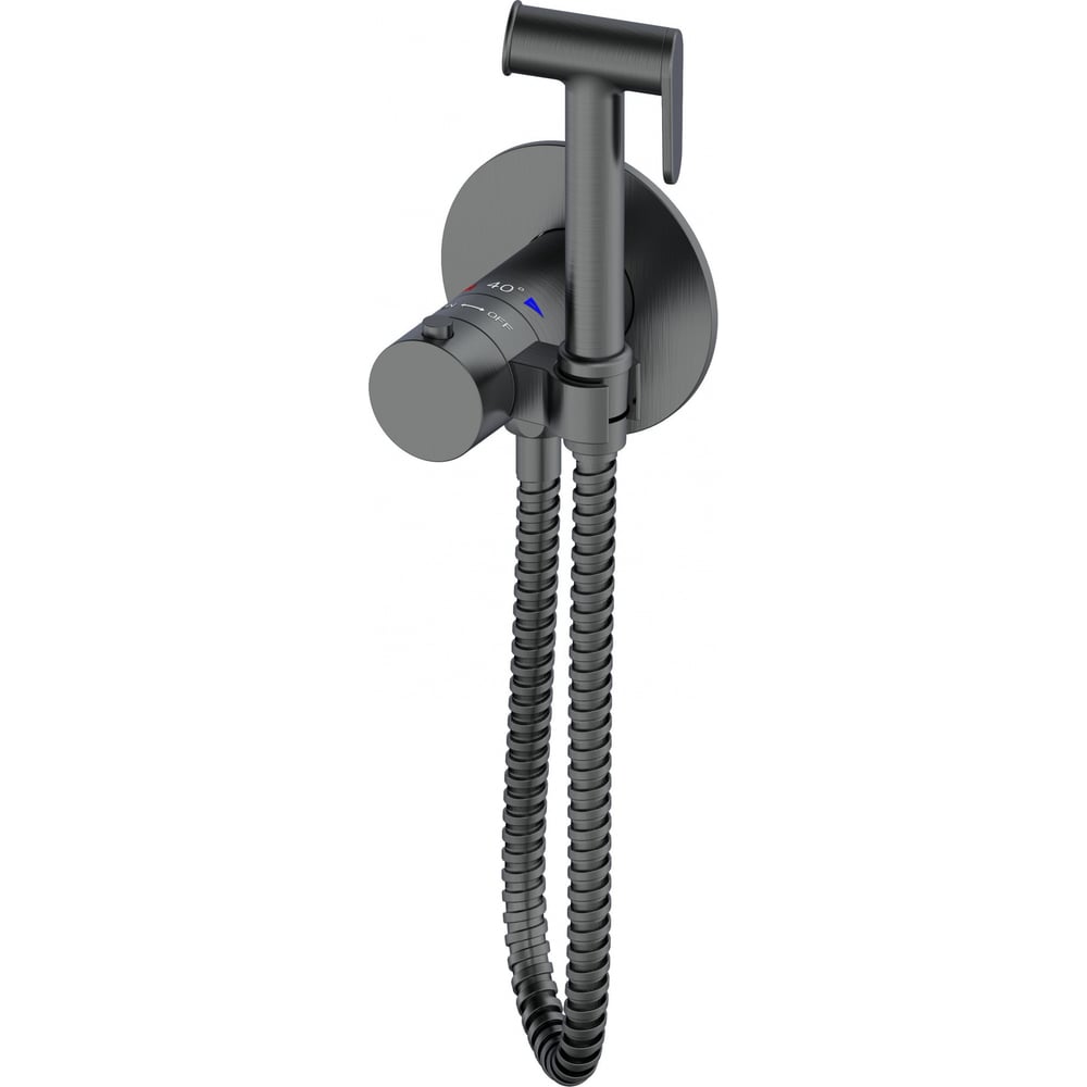 Изображение товара Встраиваемый смеситель с гигиеническим душем и термостатом Wonzon & Woghand WW-88829909-BGM темный 