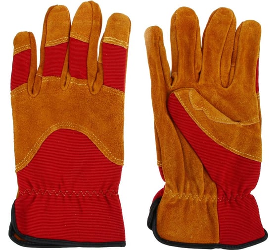 Изображение товара Перчатки садовые XL, 26х12см, 150г (+-10г), спилок, полиэстер Inbloom 180-025