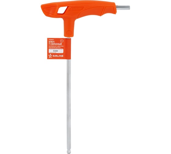 Изображение товара Ключ Т-образный шестигранный AIRLINE с шаром 5мм пластиковая рукоятка ATAM140
