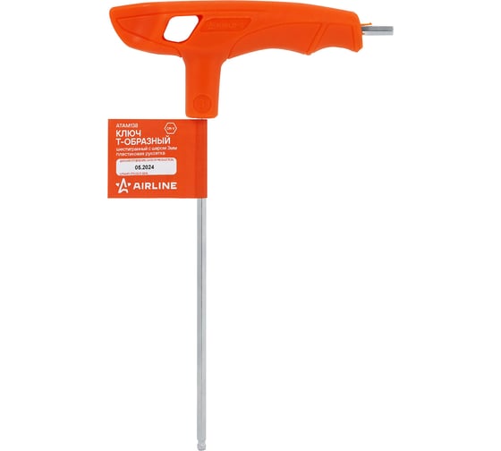 Изображение товара Ключ Т-образный шестигранный AIRLINE с шаром 3мм пластиковая рукоятка ATAM138