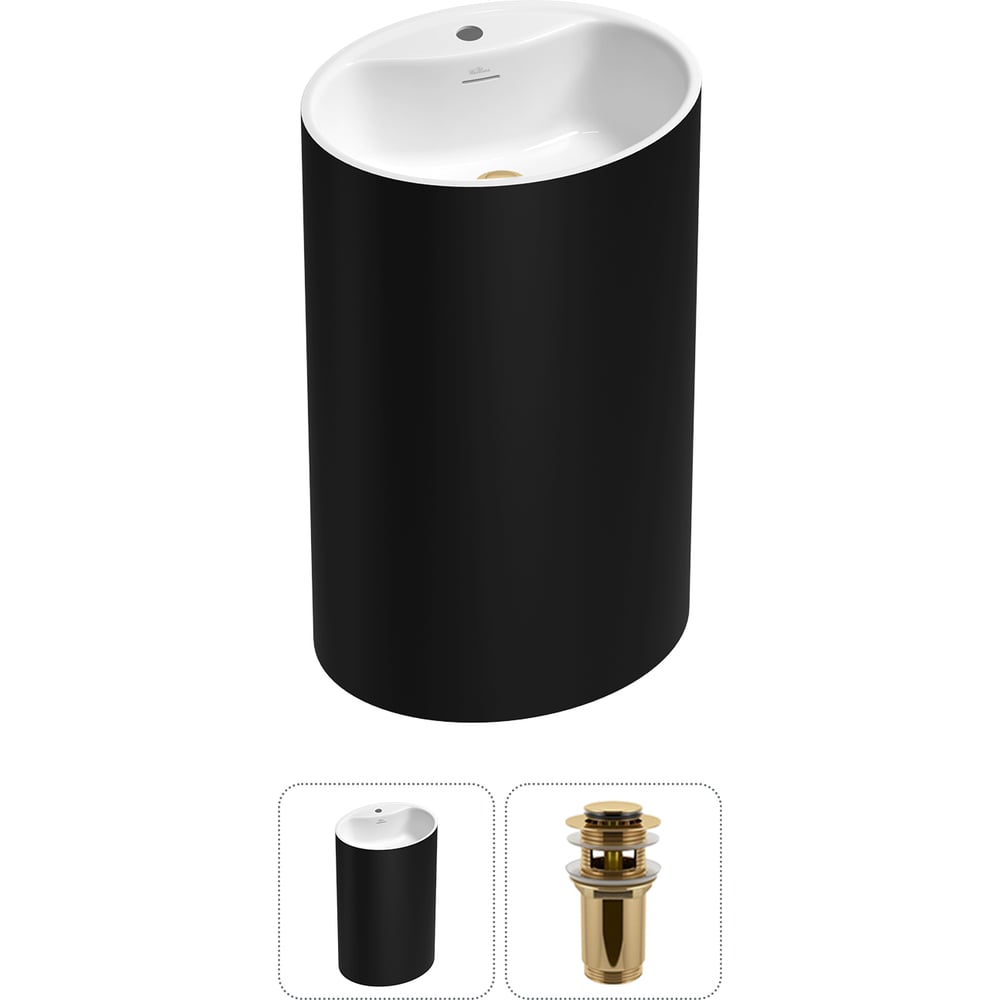 Изображение товара Напольная раковина Wellsee Coquillage 20213152R черная и белая