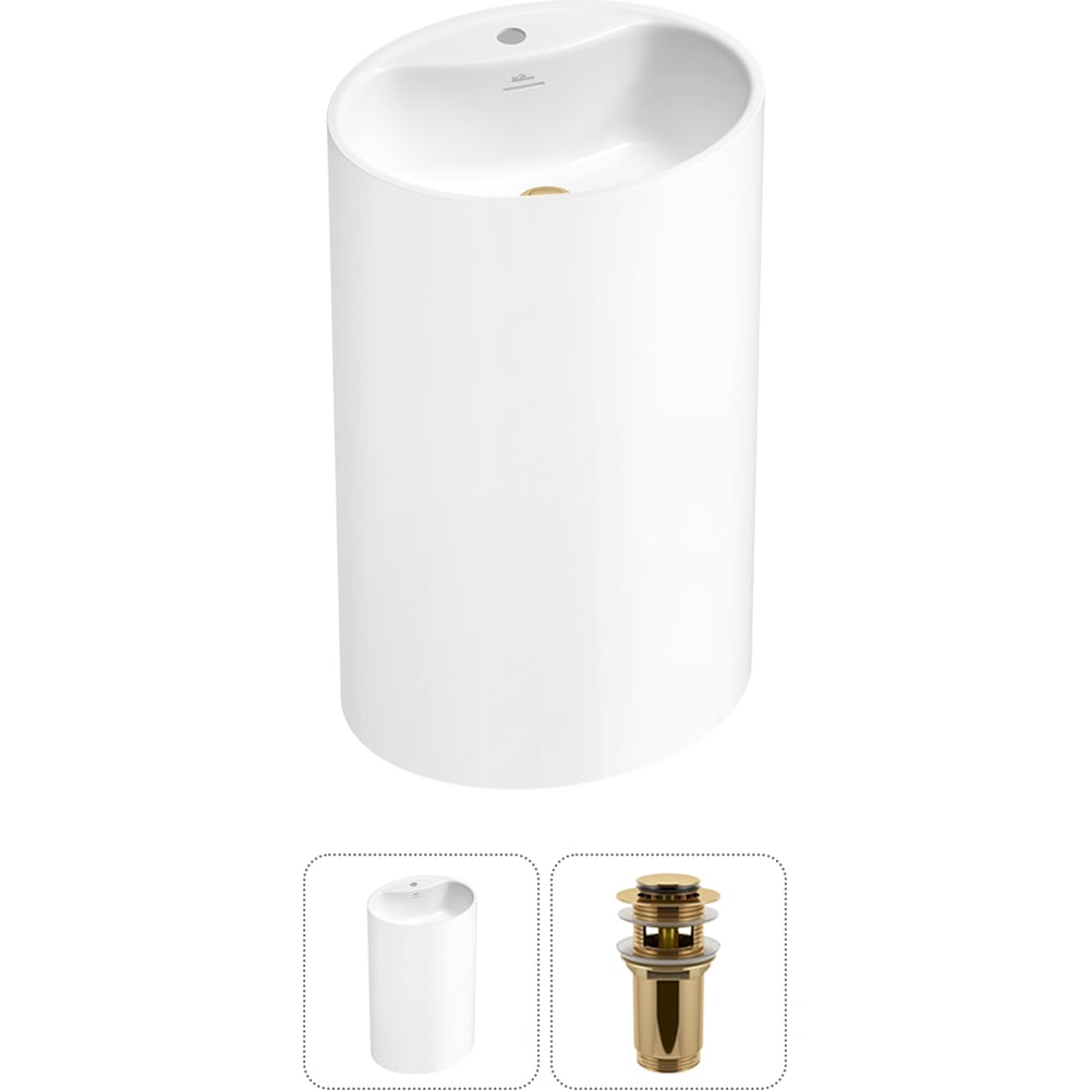 Изображение товара Напольная раковина из акрила Wellsee Coquillage 2 в 1 белый глянец