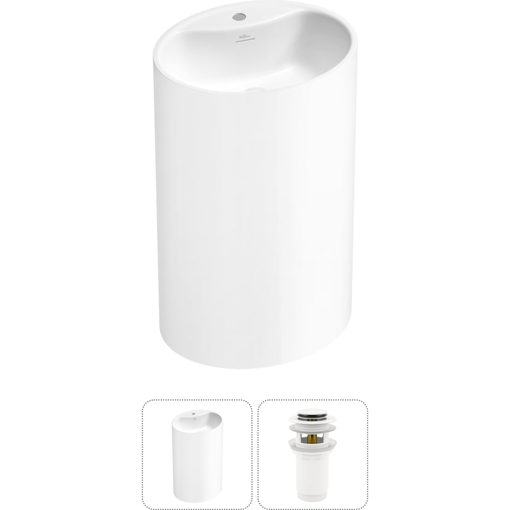 Изображение товара Напольная раковина Wellsee Coquillage из акрила, овальная, матовая белая