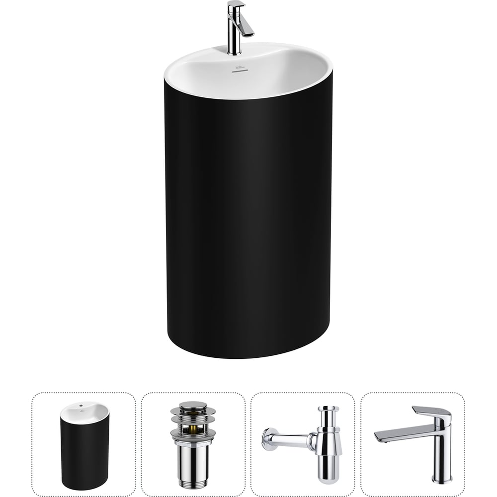 Изображение товара Напольная раковина отдельностоящая Wellsee Coquillage 4 в 1 акрил современная