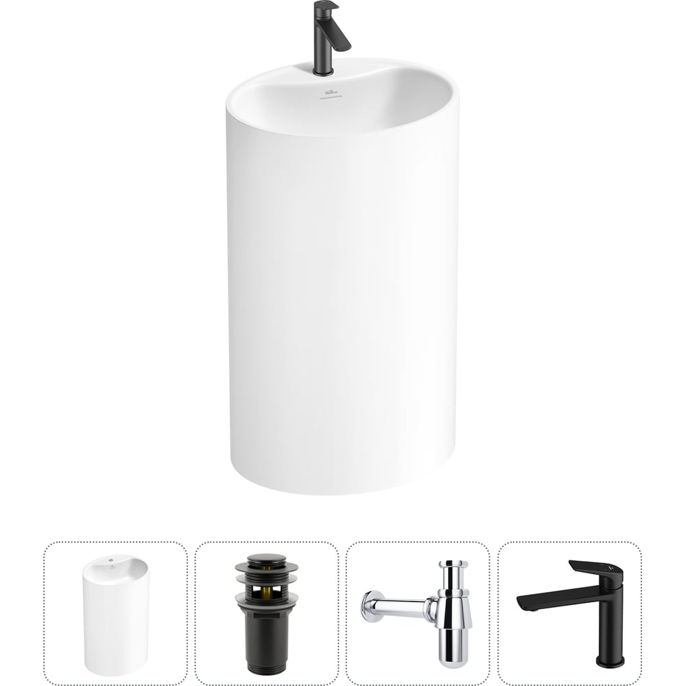 Изображение товара Напольная раковина Wellsee Coquillage 4 в 1 с акрилом и матовой поверхностью