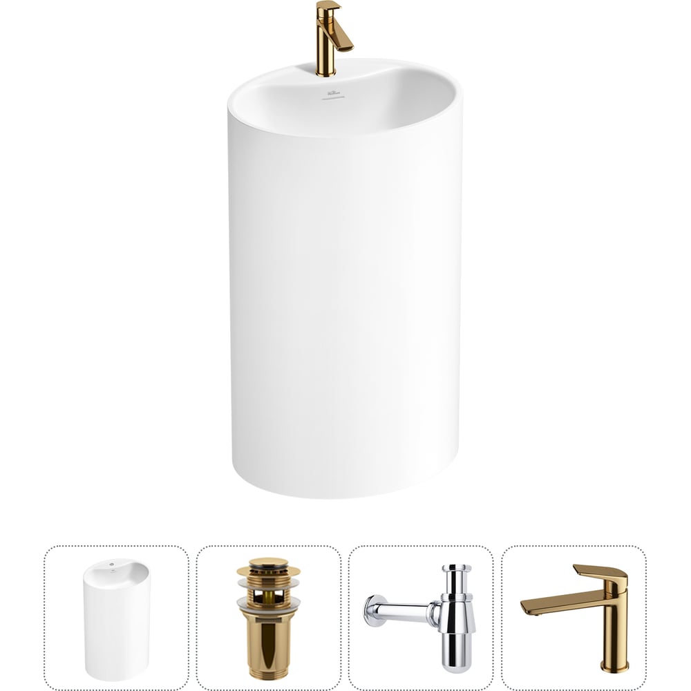 Изображение товара Напольная раковина Wellsee Coquillage 4 в 1 акрил матовая белая moderna