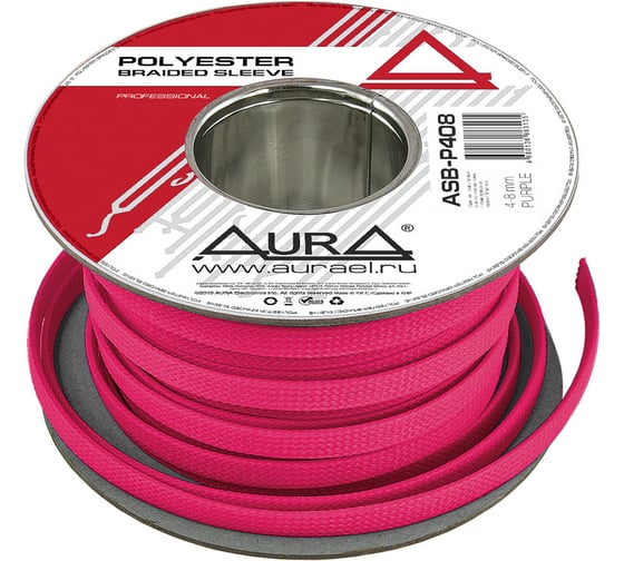 Изображение товара Защитная оплетка полиэстер AURA 4-8мм, 30 м, цвет пурпурный ASB-P408