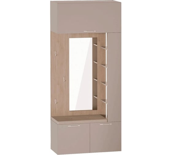 Изображение товара Прихожая Мебельград Вешалка с зеркалом джерси капучино дуб натуральный светлый 68641_1