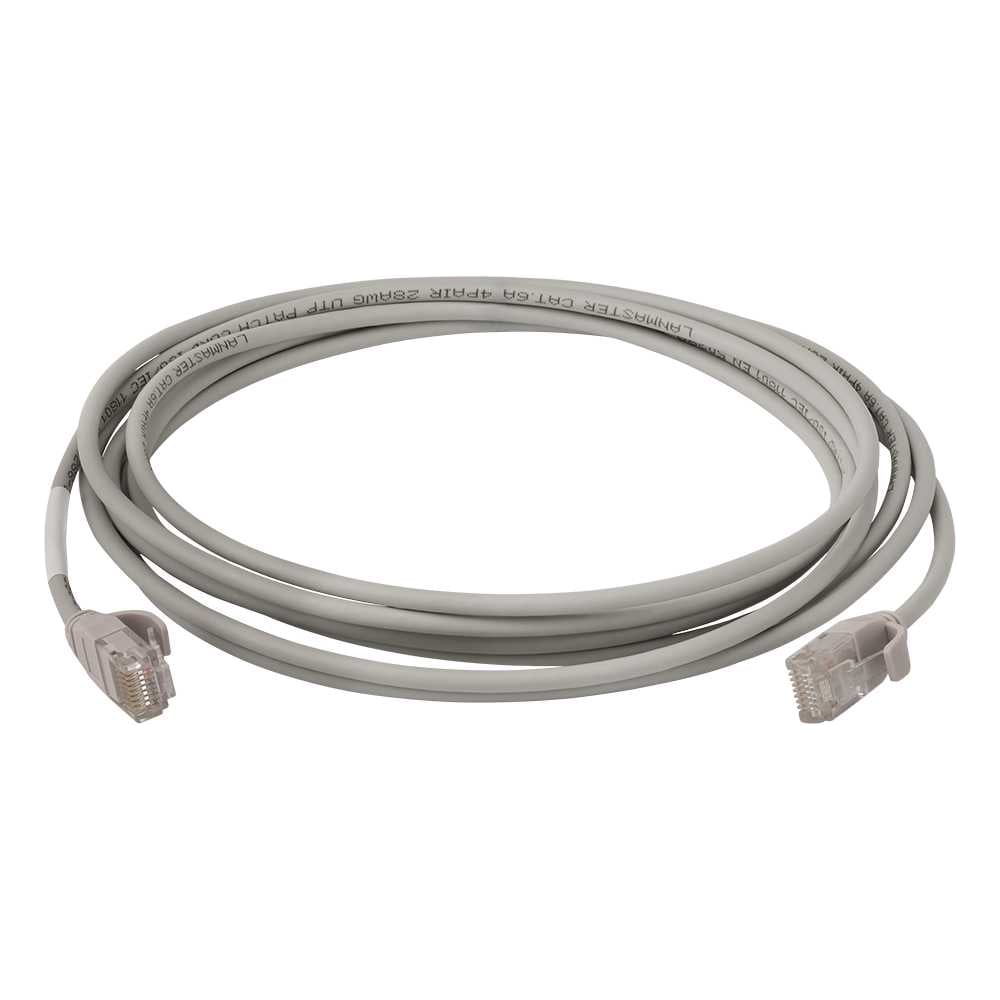Патч-корд LANMASTER RJ45 - RJ45, 4 пары, UTP, категория 6A, 28AWG, 7 м, серый, LSZH, LAN-PC45/28-U6A-7.0-GY