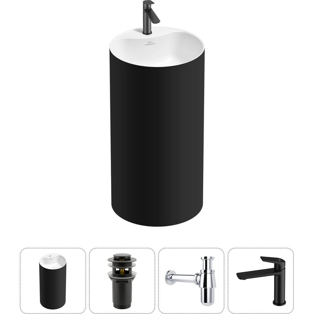 Изображение товара Напольная раковина Wellsee Chalice Perfection 4в1 из акрила современный дизайн