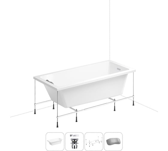 Изображение товара Акриловая ванна Wellsee 165х80 см FreeDom 2.0 в наборе 4 в 1 20212782R